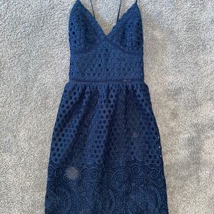 blue crochet dress